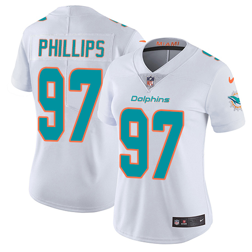 Nike Dolphins #97 Jordan Phillips White Women's Stitched NFL Vapor Untouchable Limited Jersey
